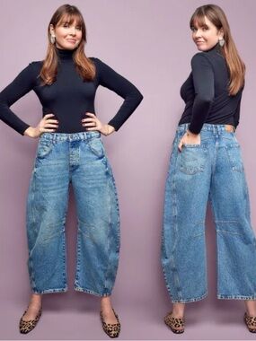 Women's High-Waist Wide Leg Blue Jeans